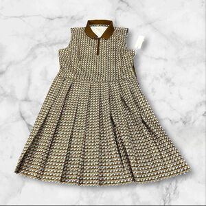 Tory Burch Printed Performance Pleated Golf Dress Lavender Basket Weave XL